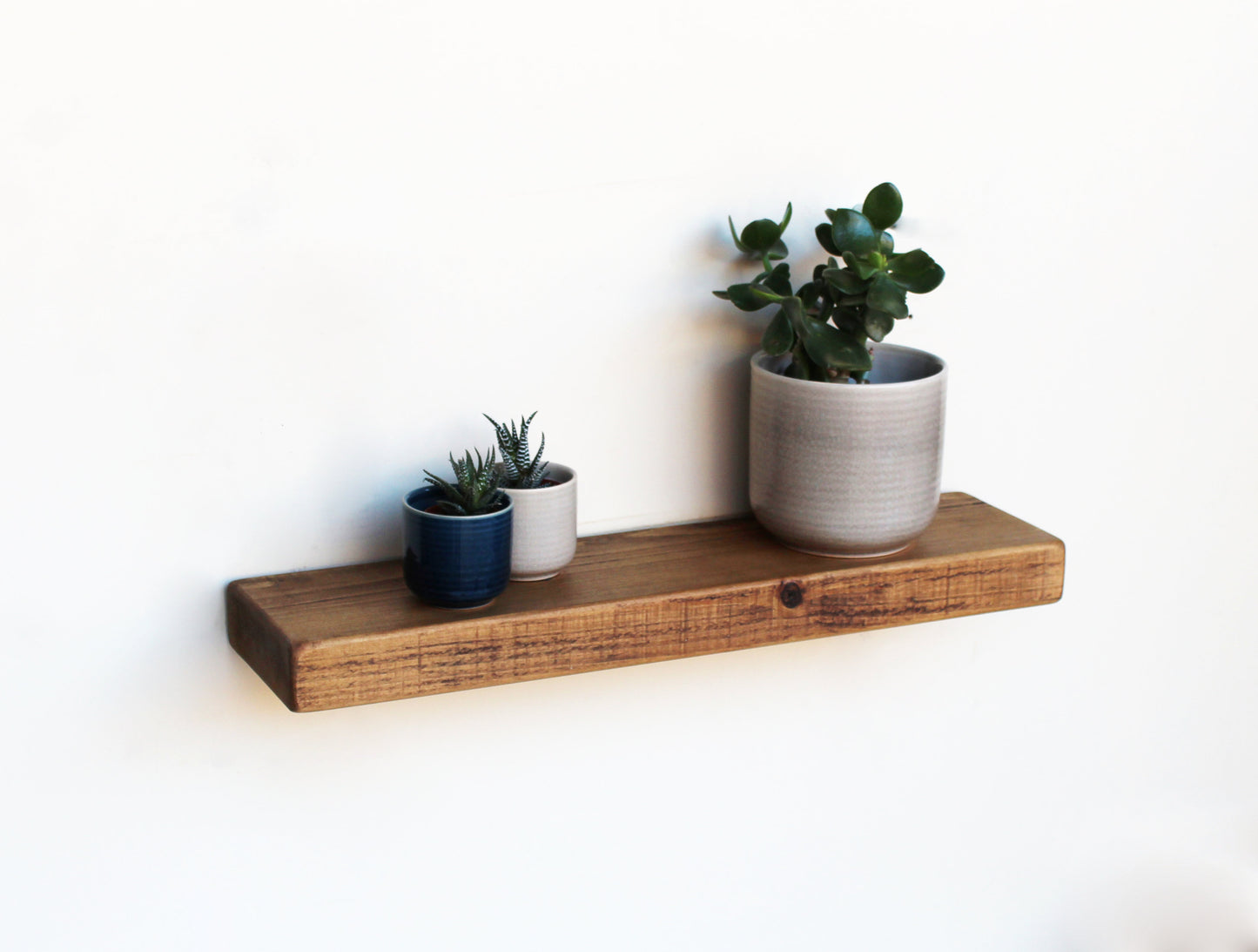 Narrow Rustic Wooden Floating Shelf  - 15cm Depth