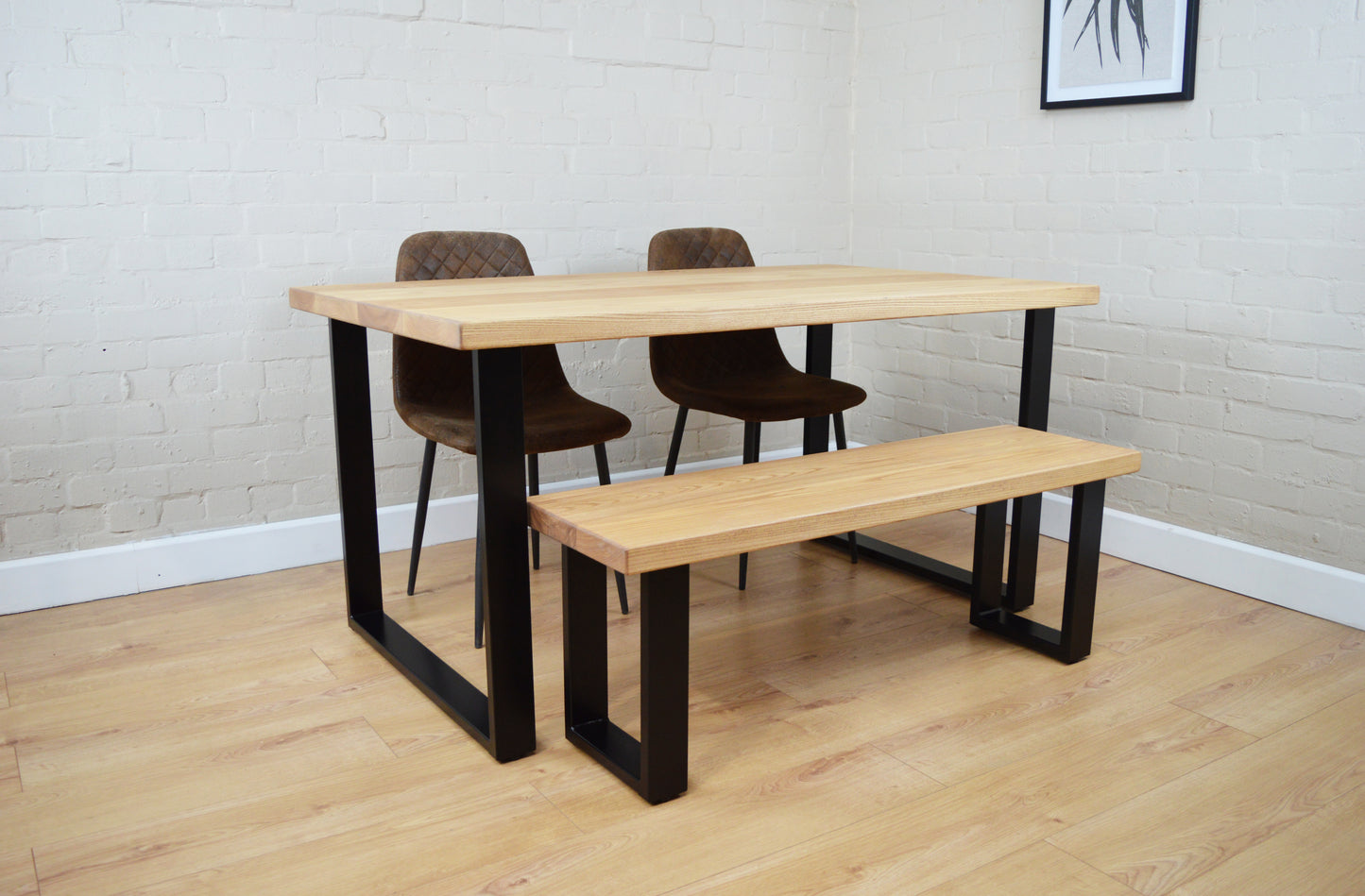 Solid Ash Industrial Dining Table