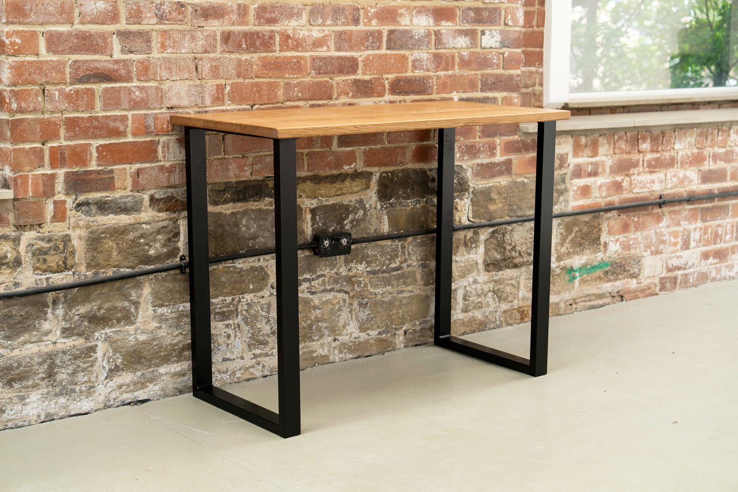 Industrial Solid Oak Breakfast Bar