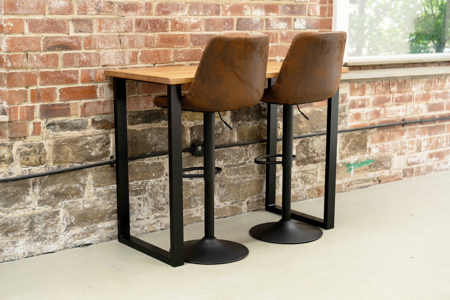 Industrial Solid Oak Breakfast Bar