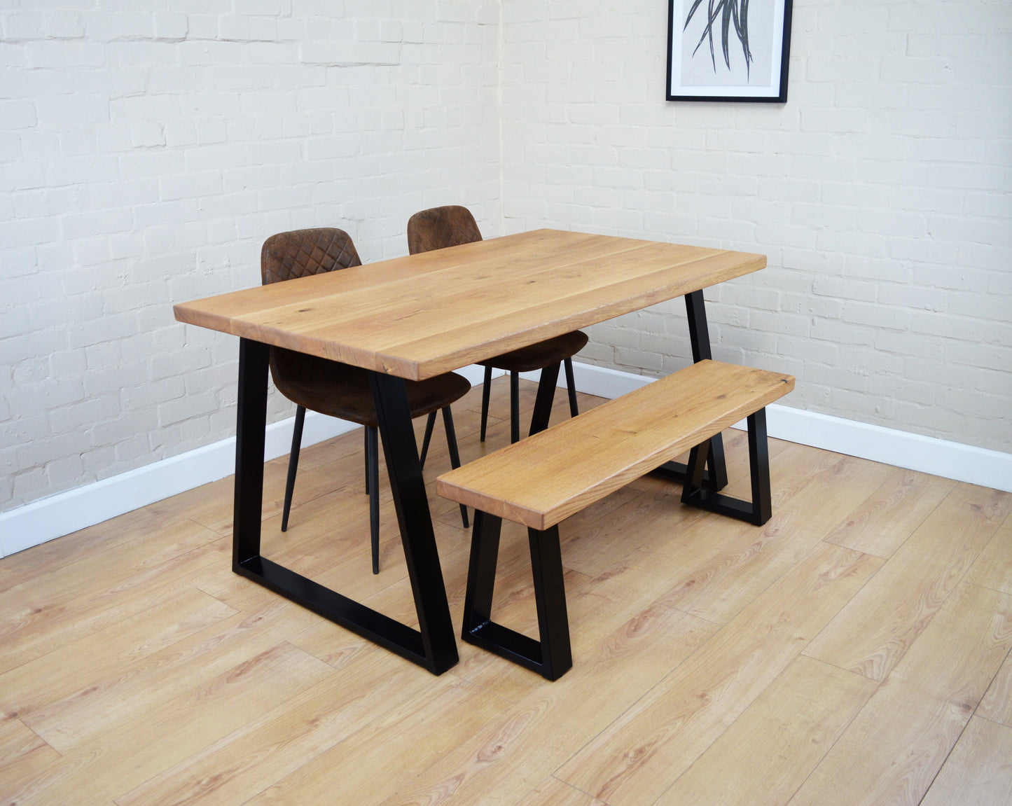 Industrial Solid Oak Dining Table