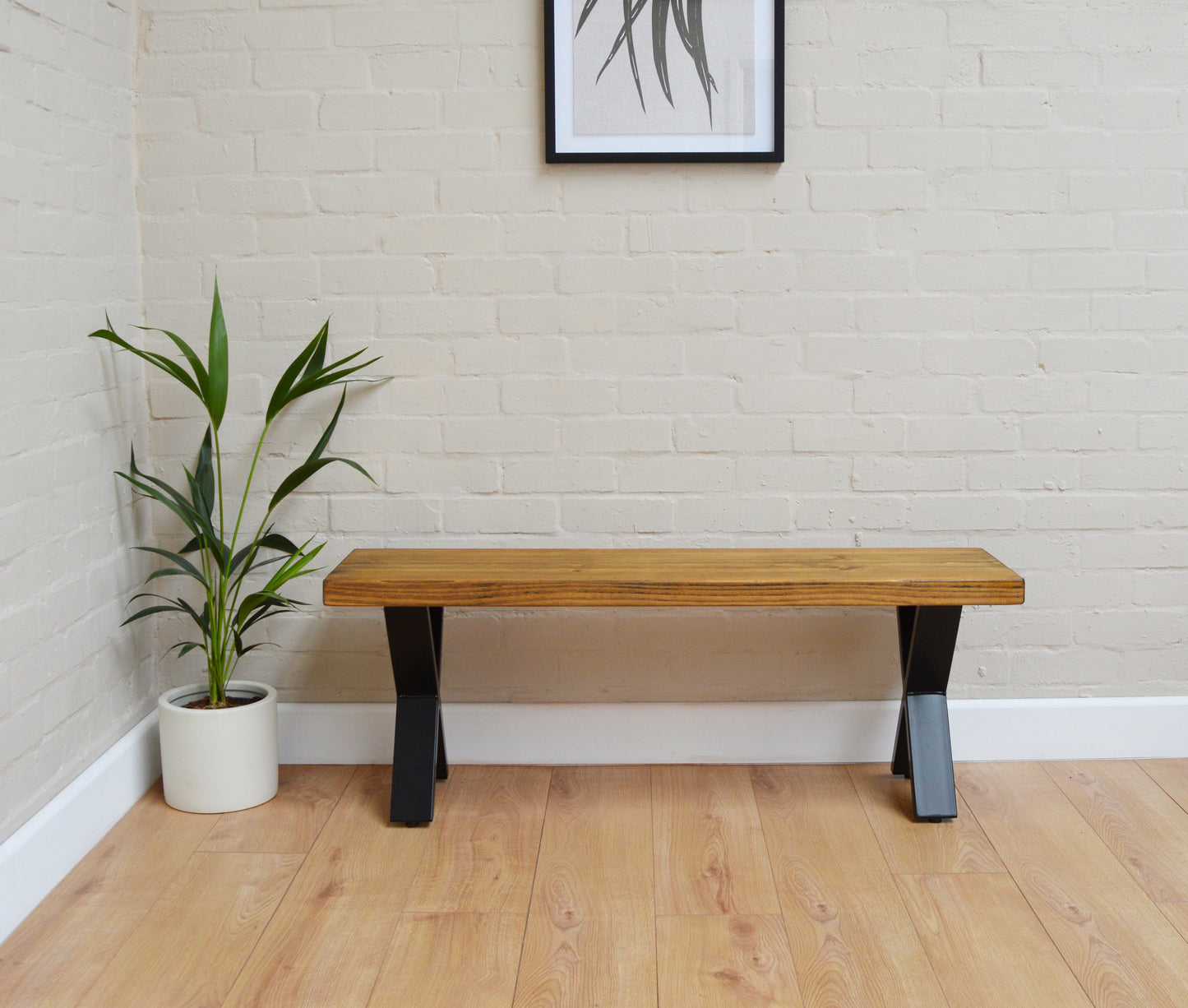 X-Leg Dining Table Bench | Rustic Shoe Bench