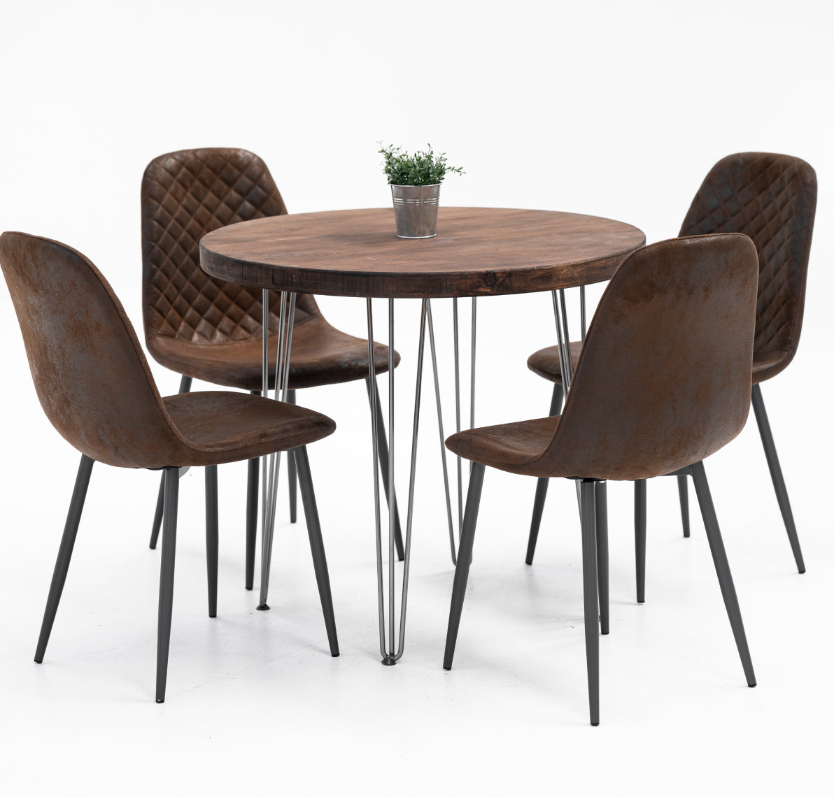 Minimalist Round Dining Table with Hairpin Legs