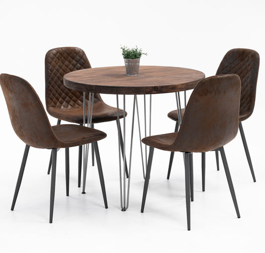 Minimalist Round Dining Table with Hairpin Legs