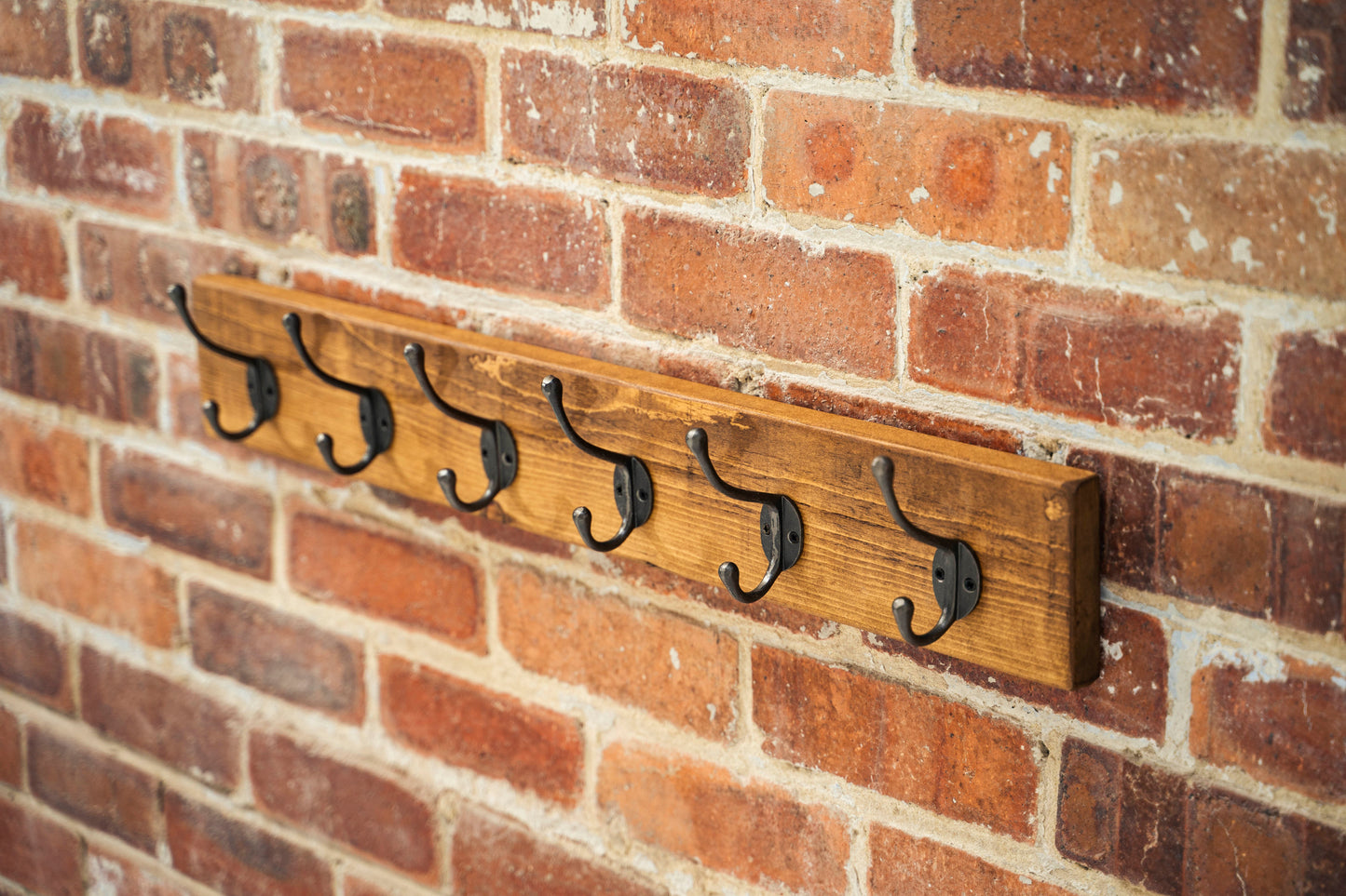 Rustic coat rack with Cast Iron hooks 2 - 9 hooks