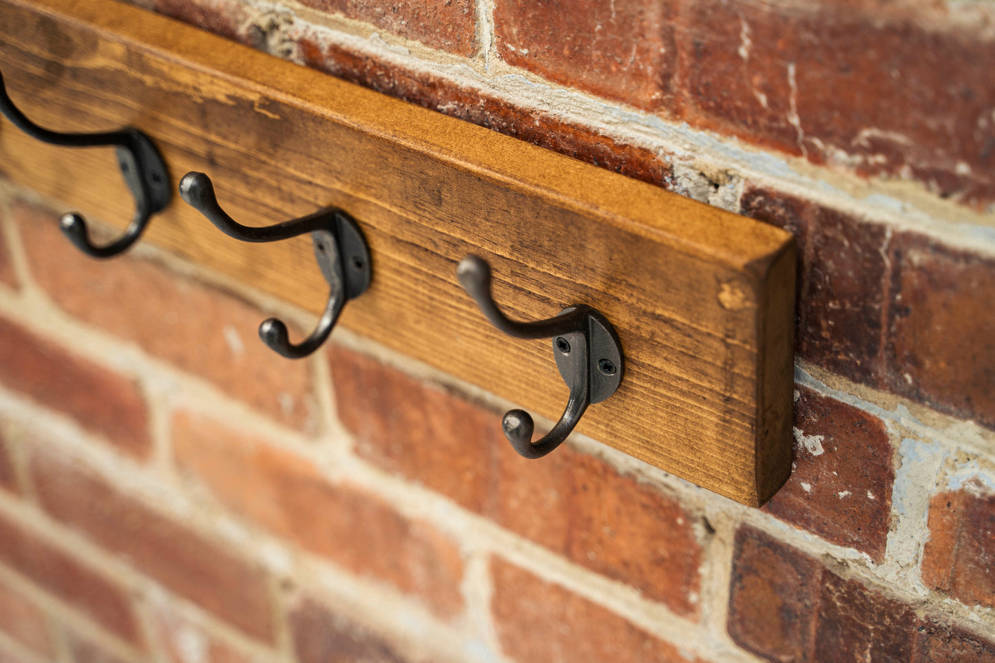 Rustic coat rack with Cast Iron hooks 2 - 9 hooks