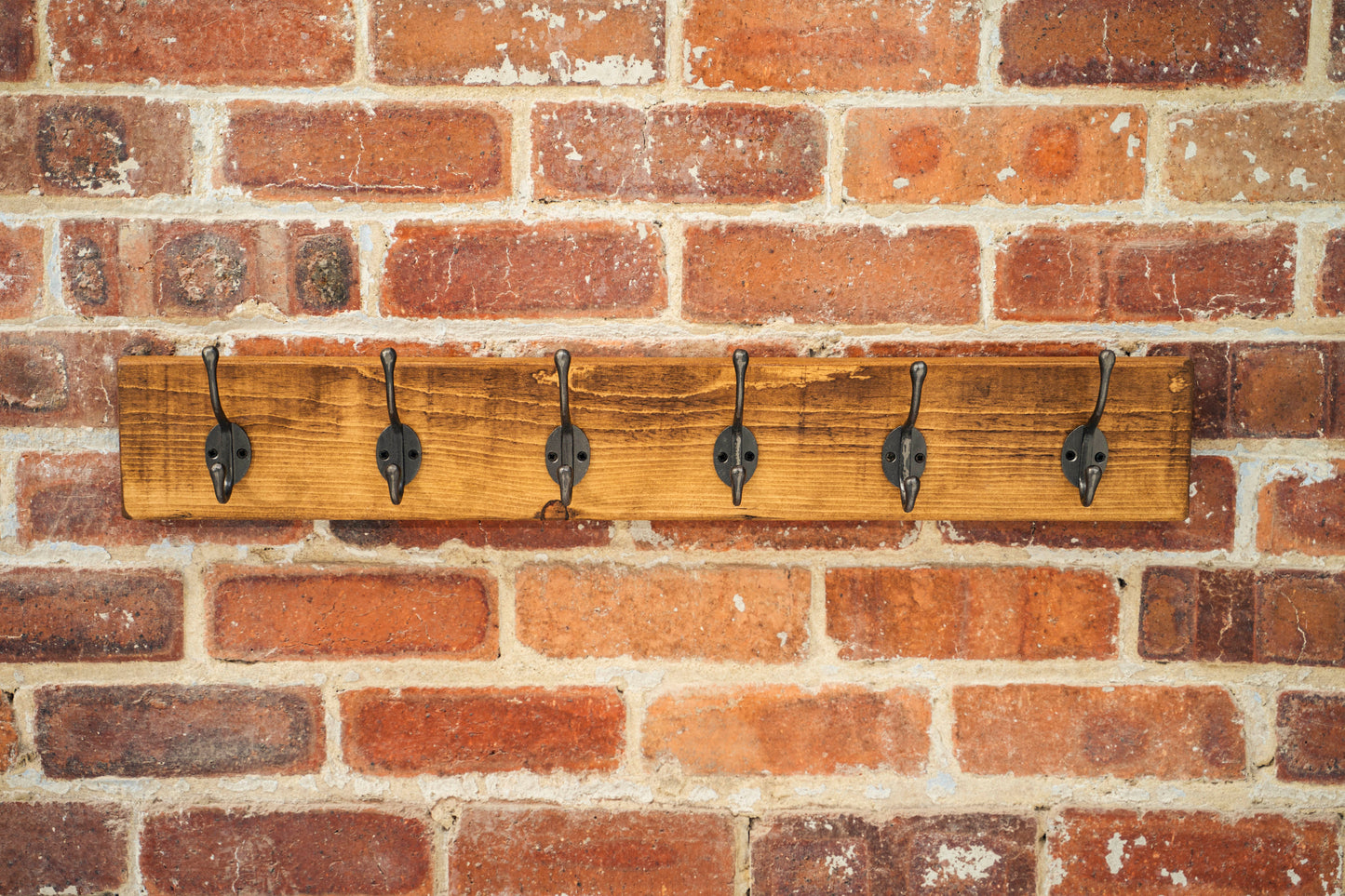 Rustic coat rack with Cast Iron hooks 2 - 9 hooks