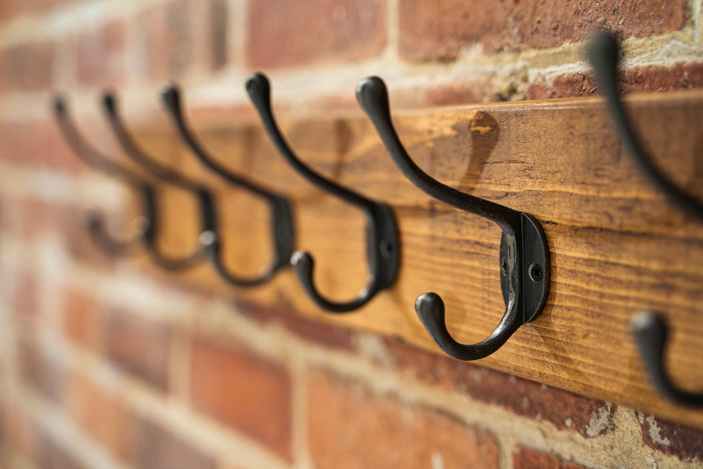 Rustic coat rack with Cast Iron hooks 2 - 9 hooks