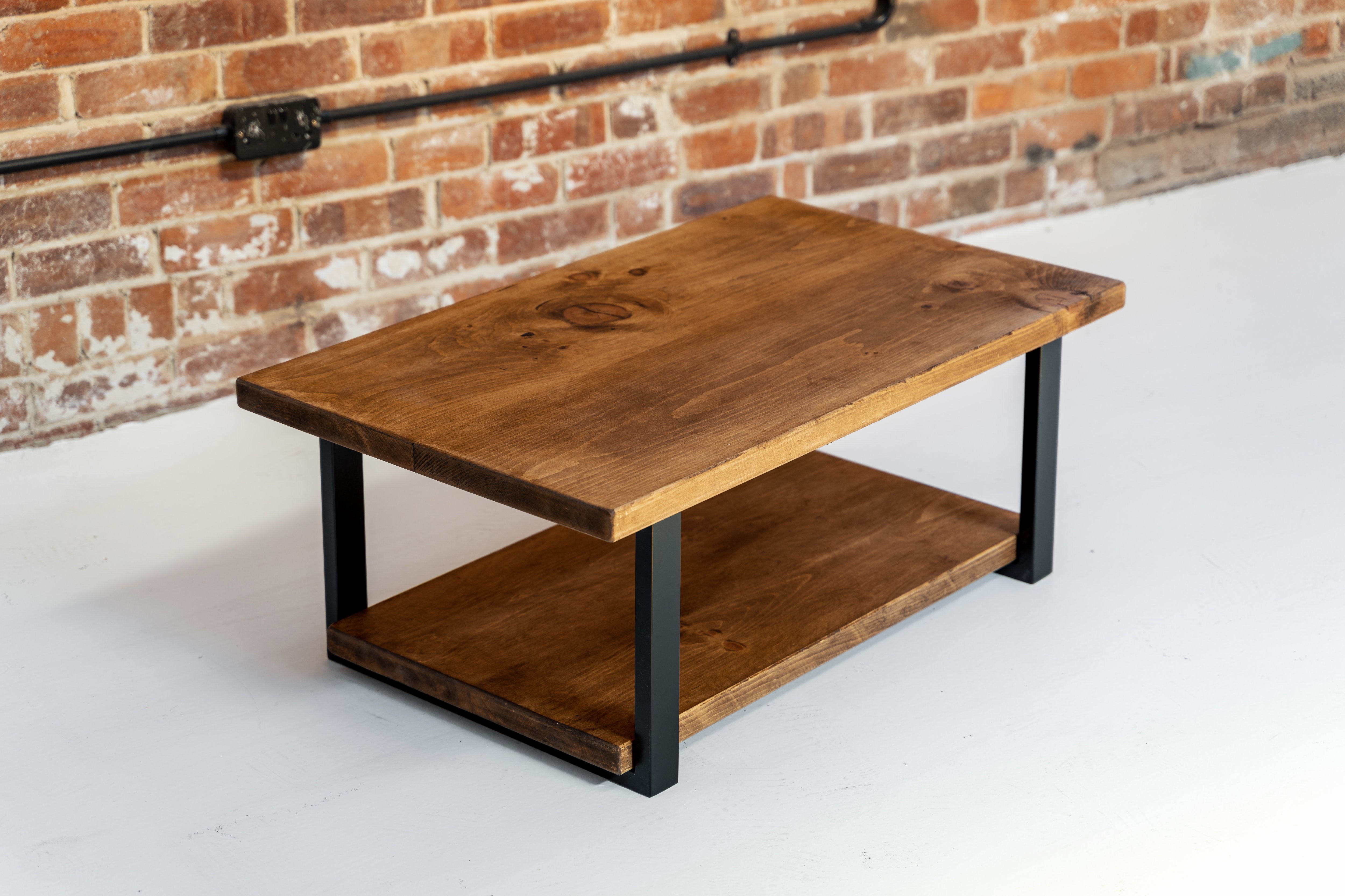 Rusty Coffee Table Rustic Wooden Coffee Table with Shelf – Rust and Oak