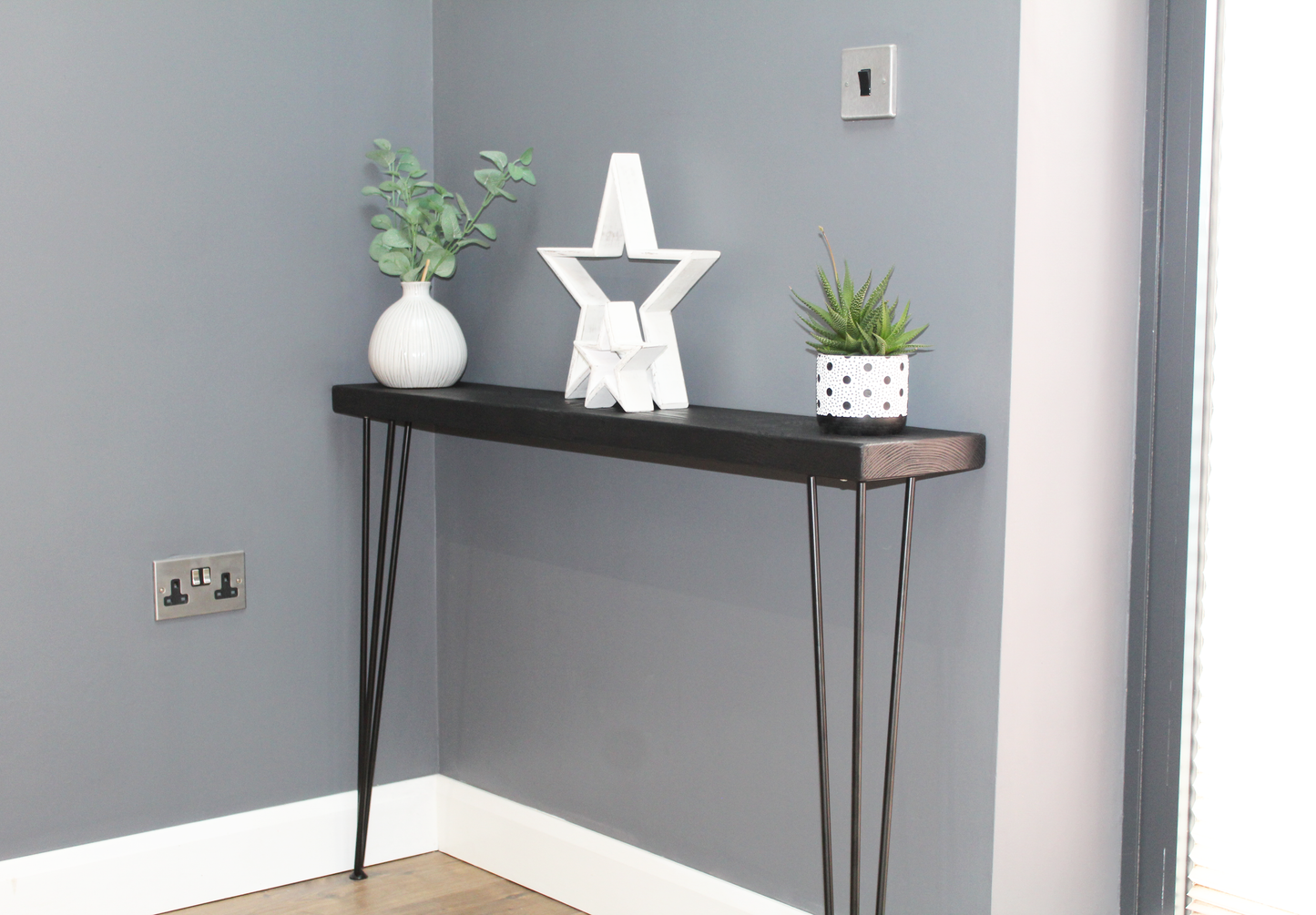 Black Console Table 15cm / 20cm Depth | Hairpin Leg