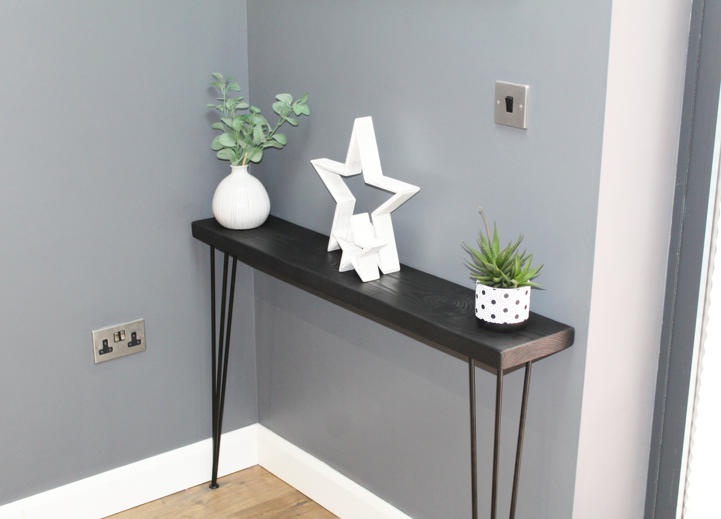 Black Console Table 15cm / 20cm Depth | Hairpin Leg