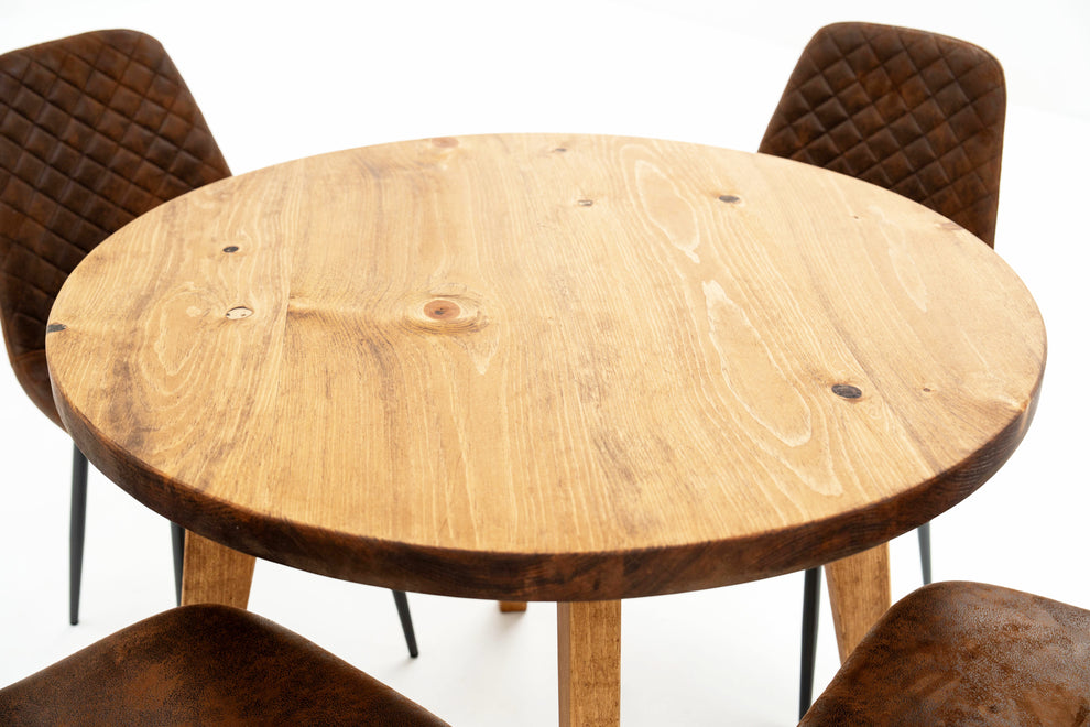 Buxton Round Dining Table – Rust and Oak