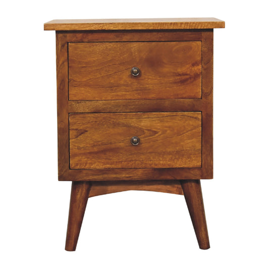 Nordic Chestnut Bedside Table with Two drawers