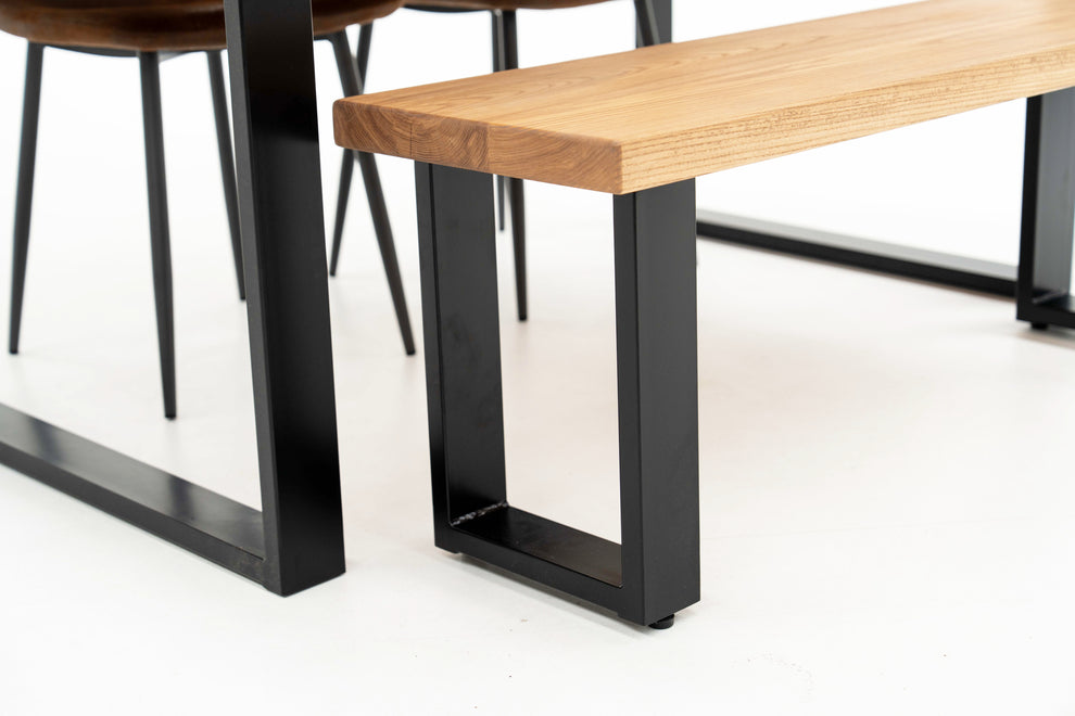 Industrial Solid Ash Dining Table – Rust and Oak