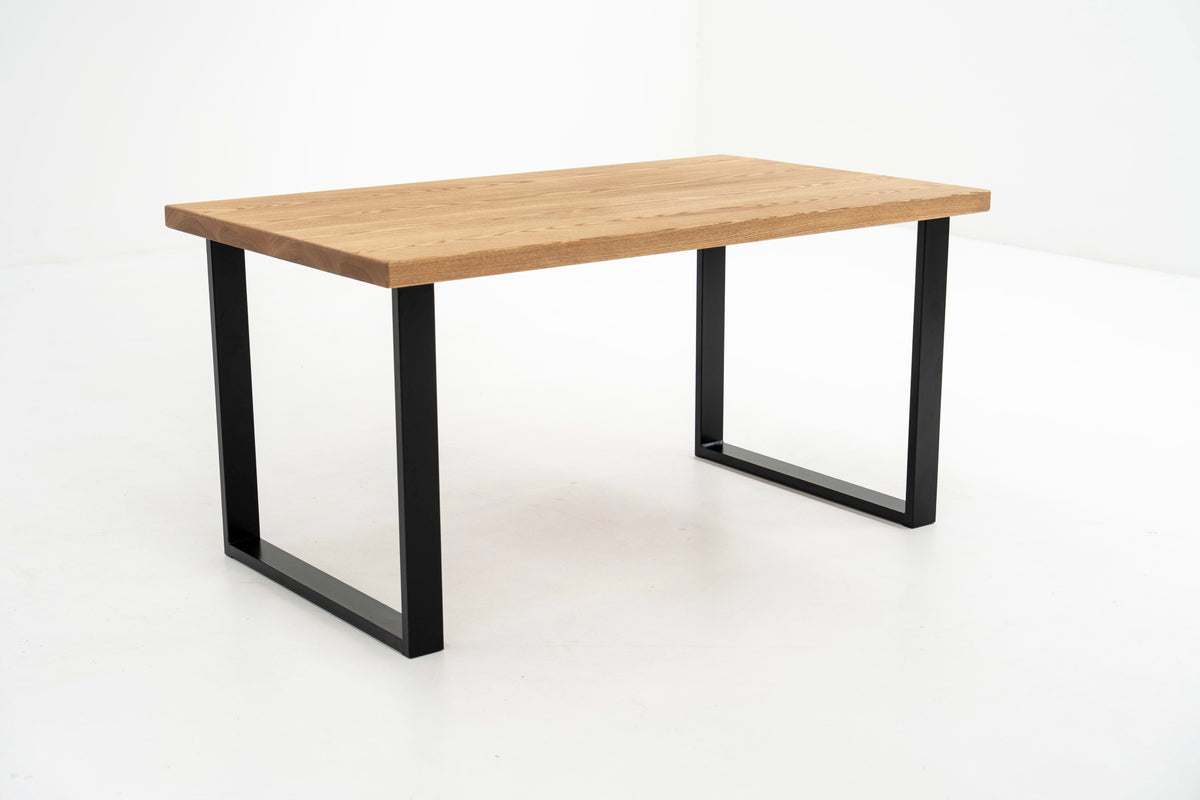 Industrial Solid Ash Dining Table – Rust and Oak