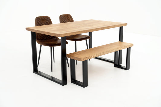 Industrial Solid Oak Dining Table