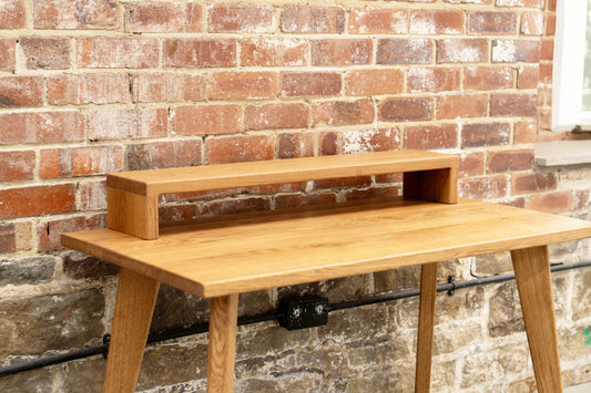 Solid Oak Monitor Stand with Oak Sides | 20cm Depth