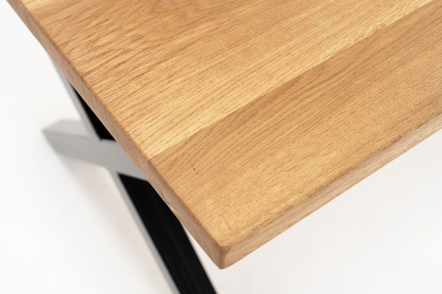 Industrial Solid Oak Dining Table | Chunky X-Frame Legs