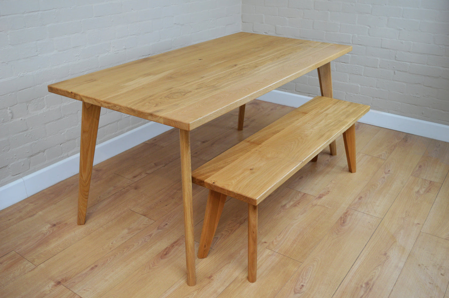 Solid Oak Dining Table and Benches