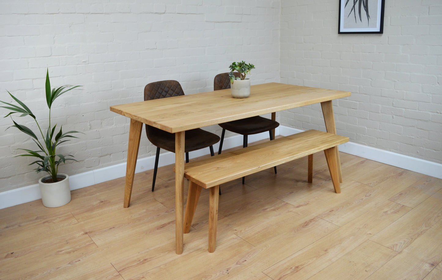 Solid Oak Dining Table and Benches