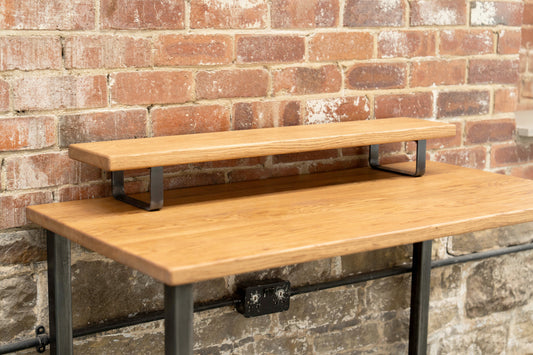 Solid Oak Monitor Stand with Metal sides | 20cm Depth