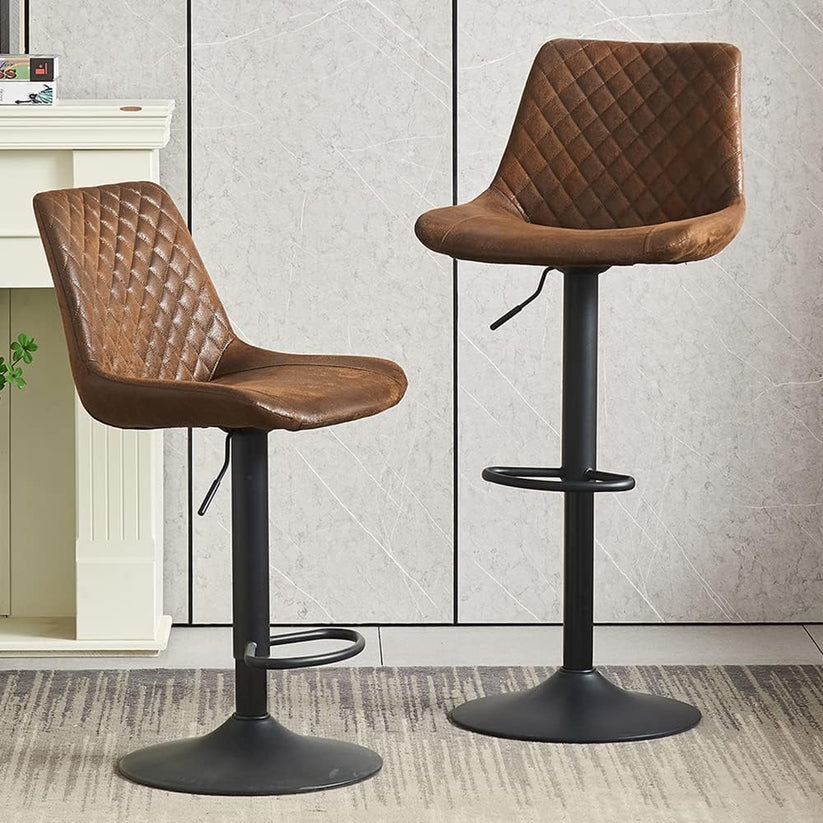 Hunton Breakfast Bar Stool in Brown | Set of Two – Rust and Oak