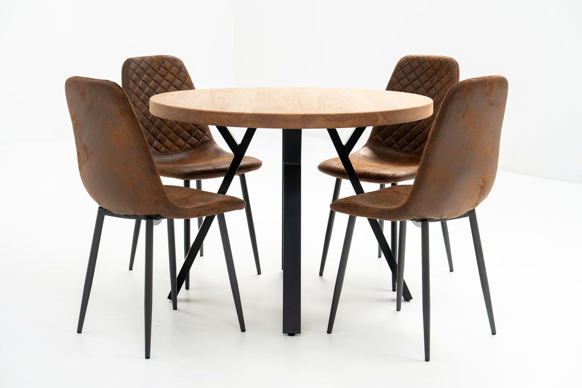 Round Solid Ash Dining Table – Rust and Oak