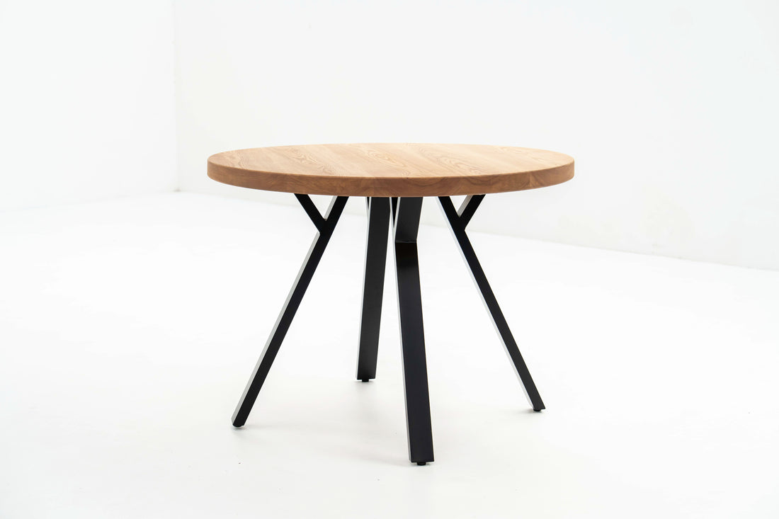 Round Solid Ash Dining Table – Rust and Oak