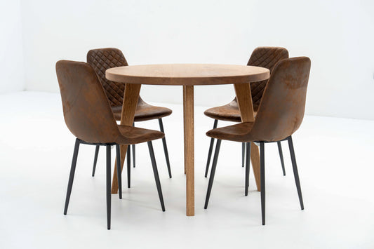 Scandinavian Solid Oak Round Dining Table