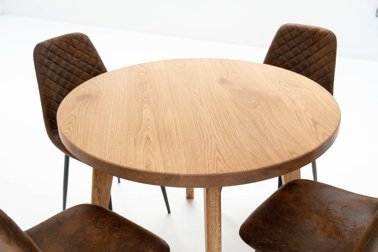 Scandinavian Solid Oak Round Dining Table