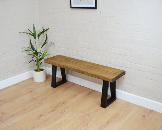 Trapezium Leg Dining Table Bench | Rustic Shoe Bench