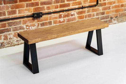 Trapezium Leg Dining Table Bench | Rustic Shoe Bench