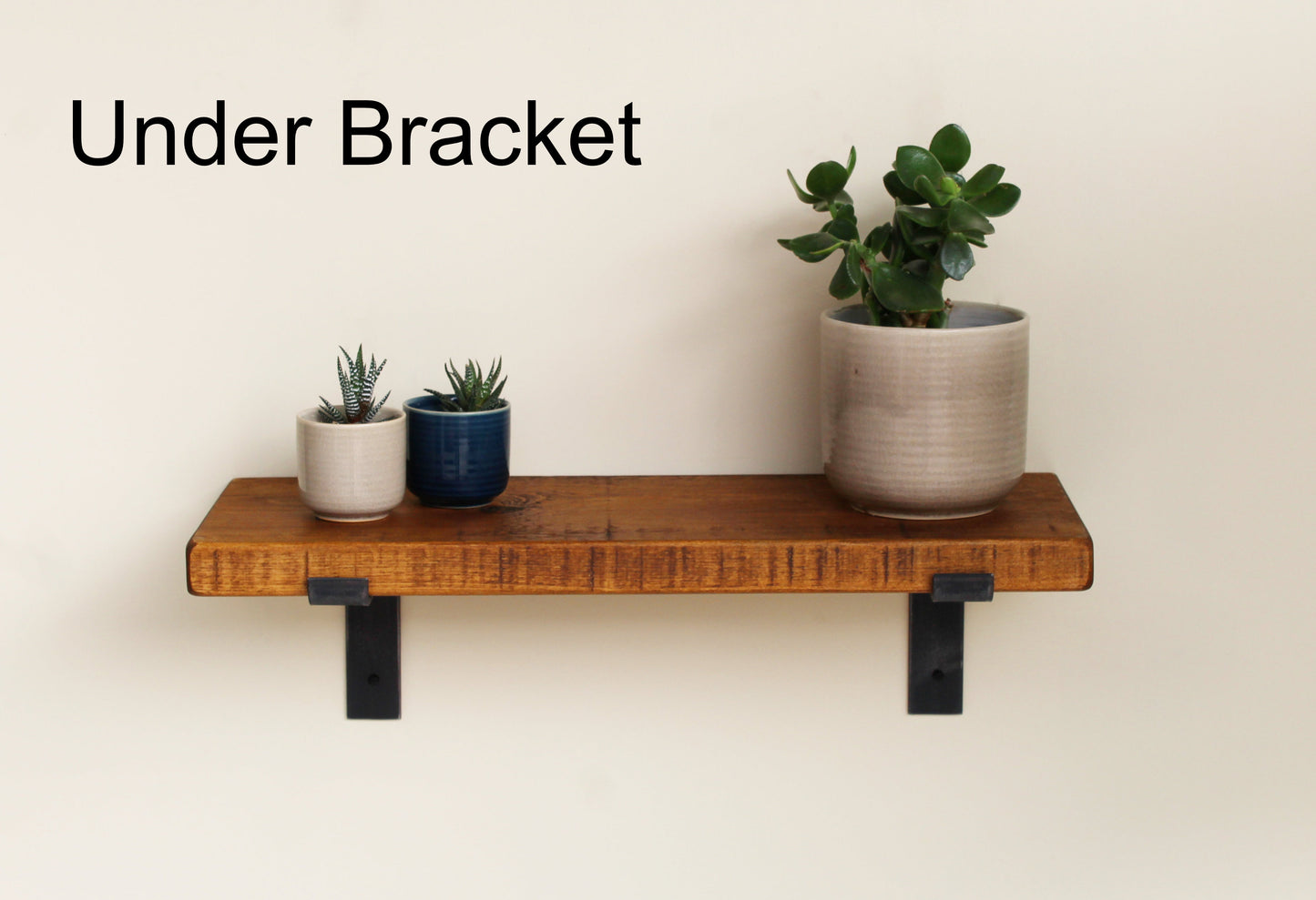 Set of 2 | Rustic Wooden Wall Shelves with Industrial Style Bracket | 22.5cm depth