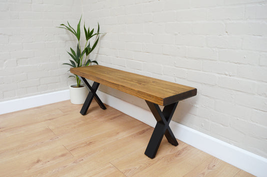 X-Leg Dining Table Bench | Rustic Shoe Bench