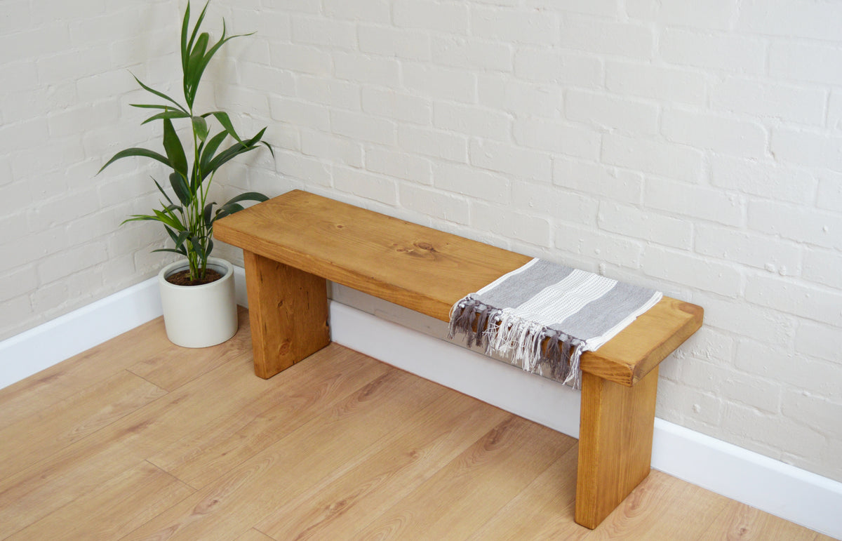 Rustic Board Bench Rustic Log Bench Solid Wood Bench With Storage / TV Unit | The Bespoke