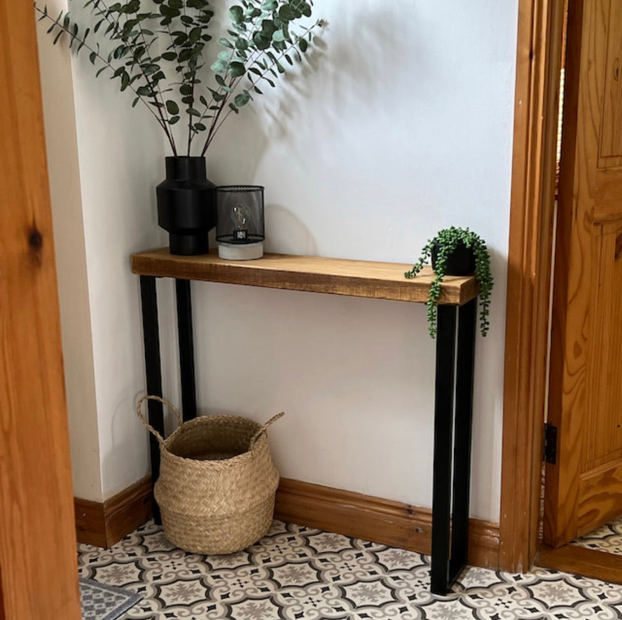 Narrow depth shop console table