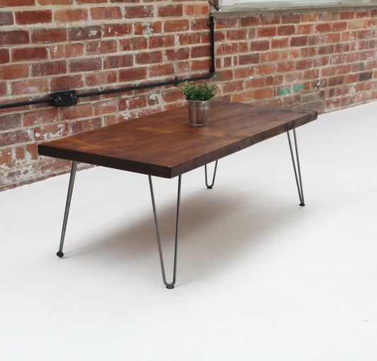 Industrial Coffee Table with Hairpin Legs