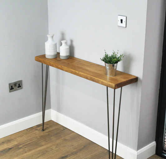 Rustic Hairpin Console Table | 25cm Depth | Lengths 50cm to 100cm