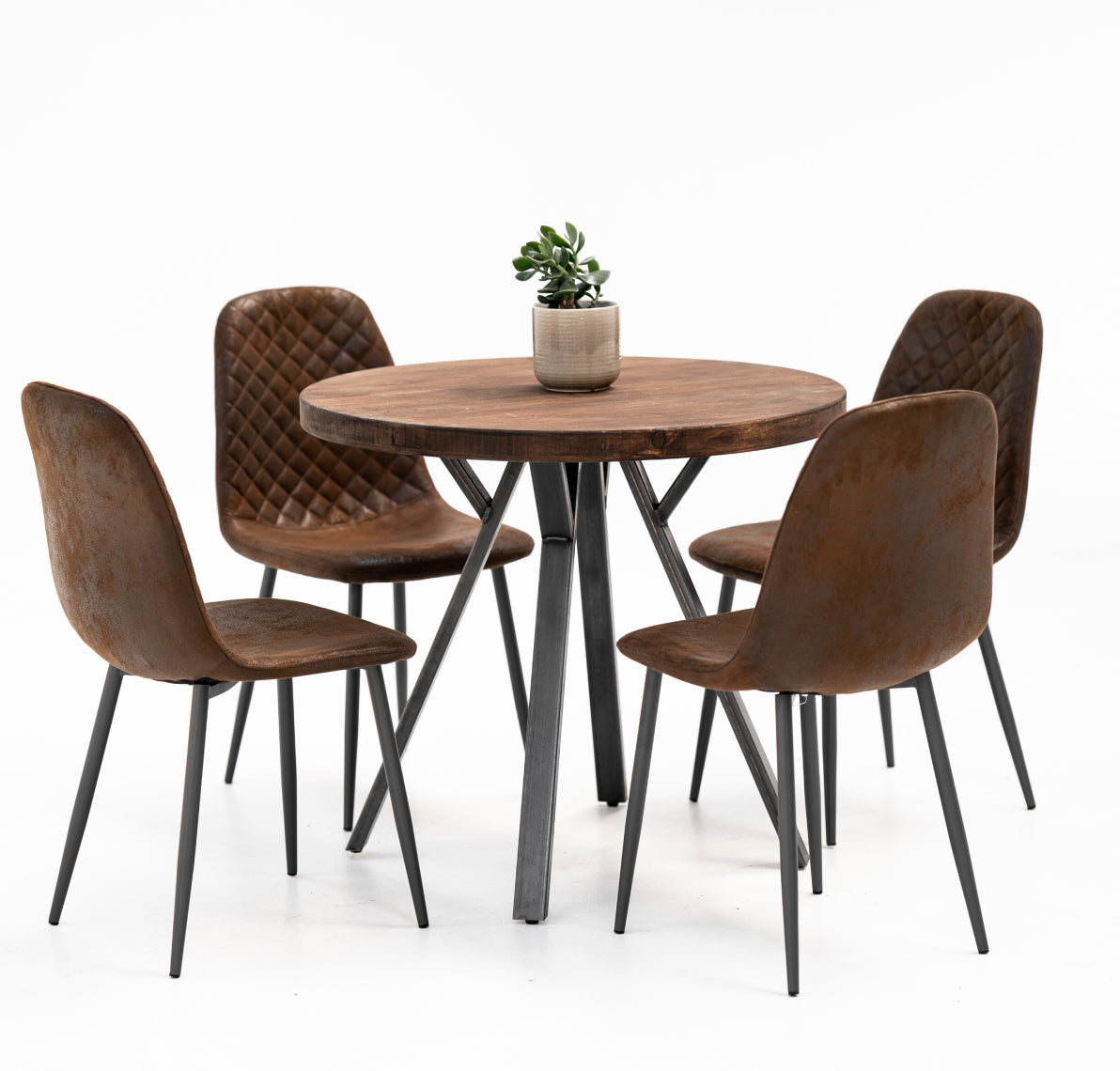 Round Dining Table – Rust and Oak