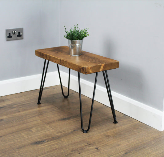 Rustic Side Table with Hairpin Legs