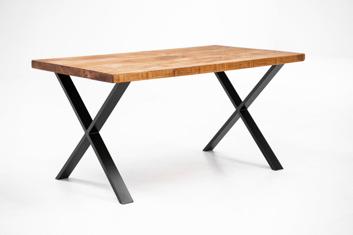 Industrial Dining Table with X-Frame Leg