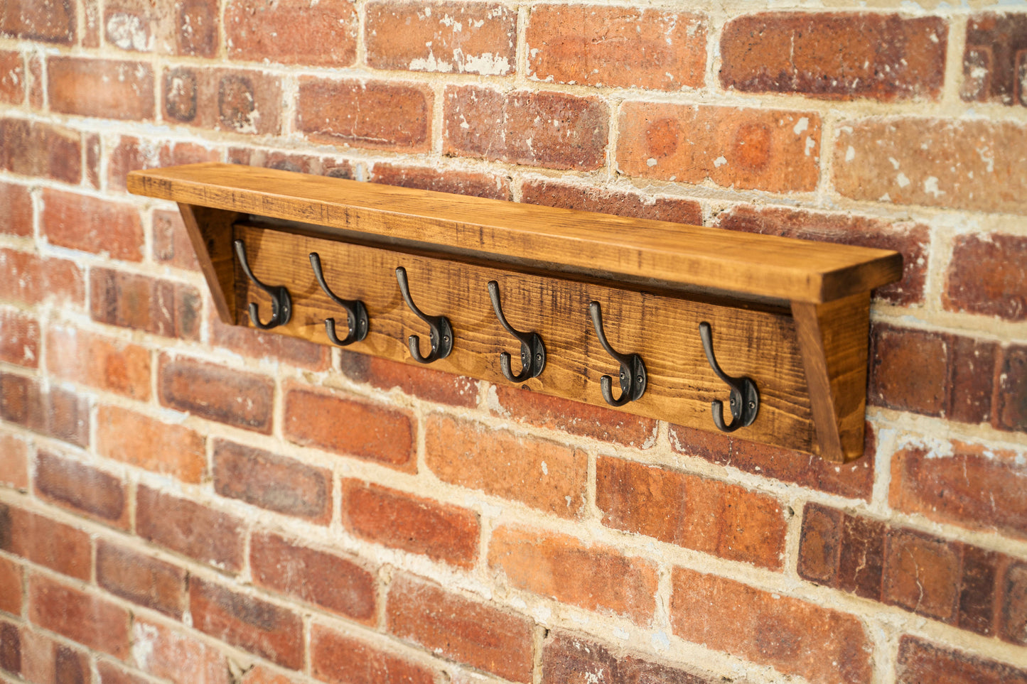 Rustic coat rack with Cast Iron hooks 2 - 9 hooks – Rust and Oak