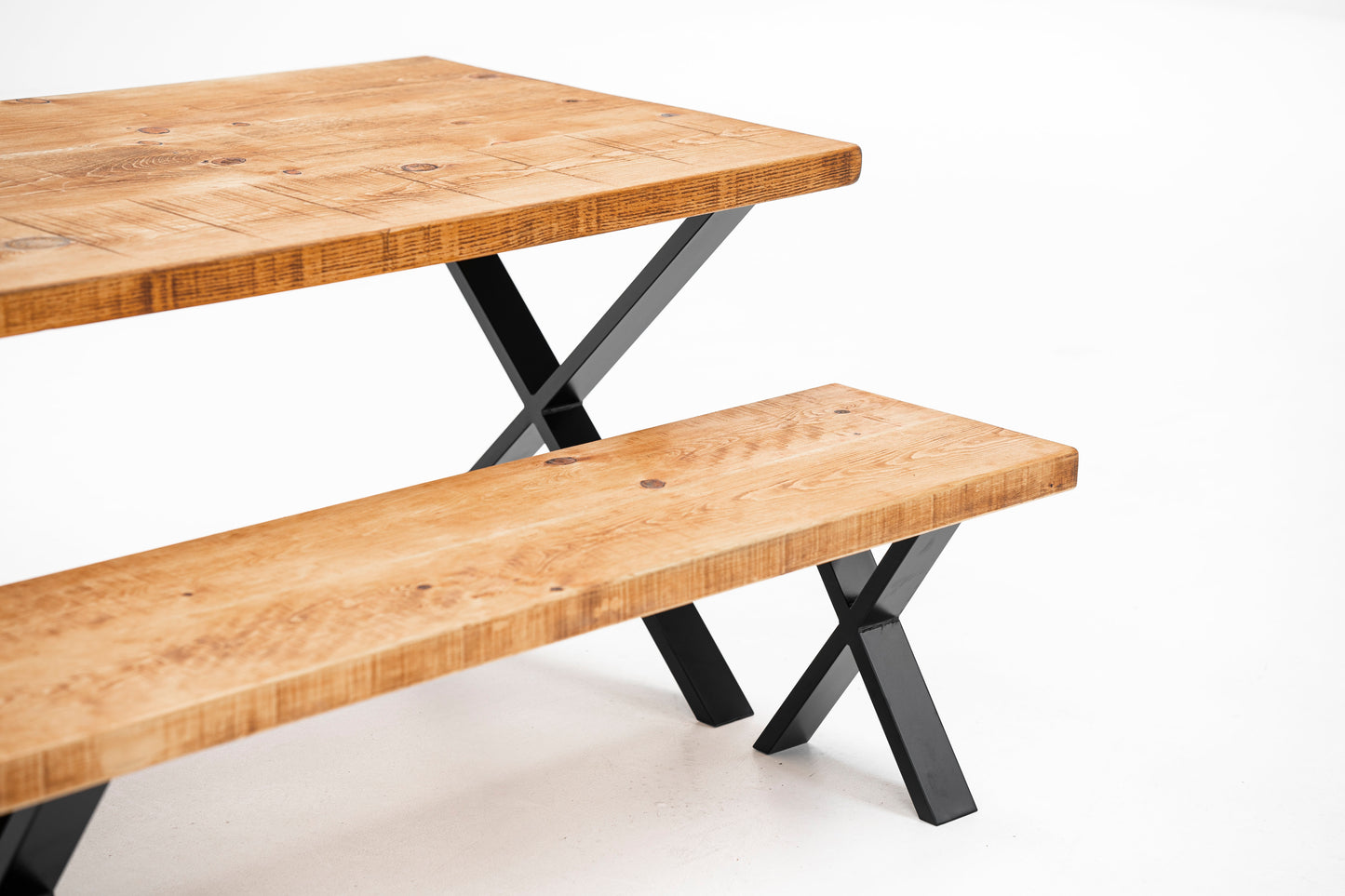 Industrial Dining Table with X-Frame Leg